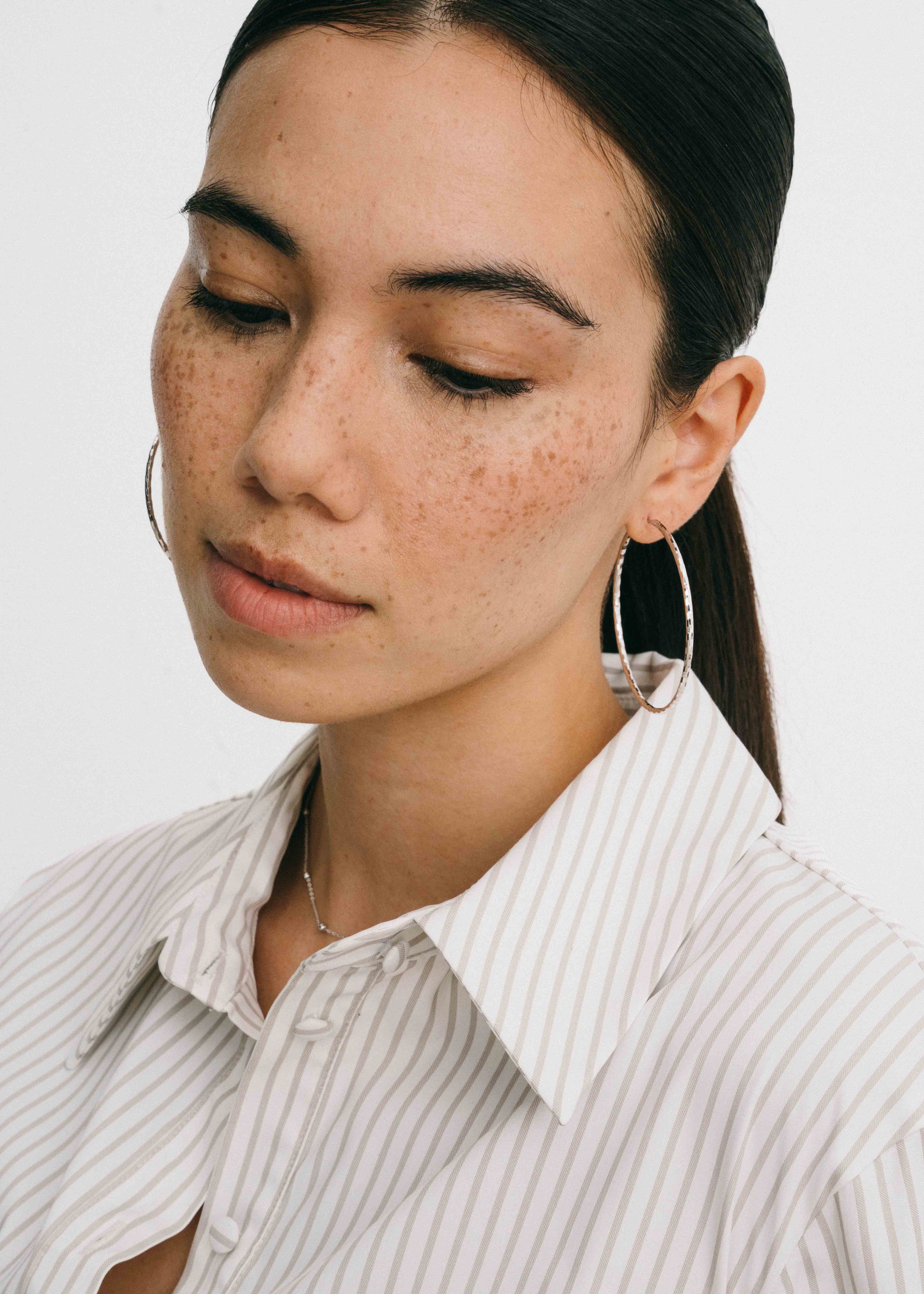 Diamond Cut Silver Hoop Earrings