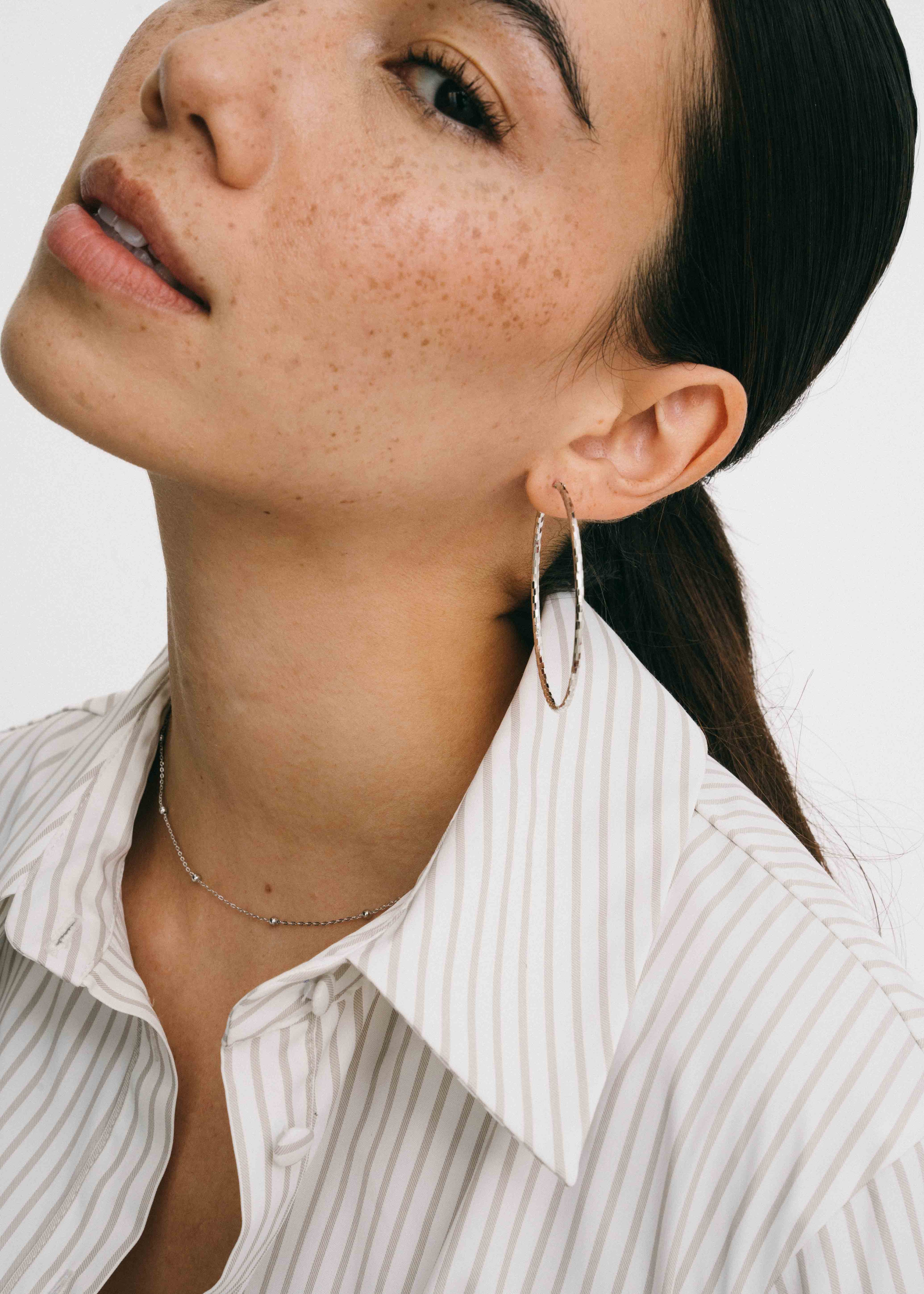 Diamond Cut Silver Hoop Earrings