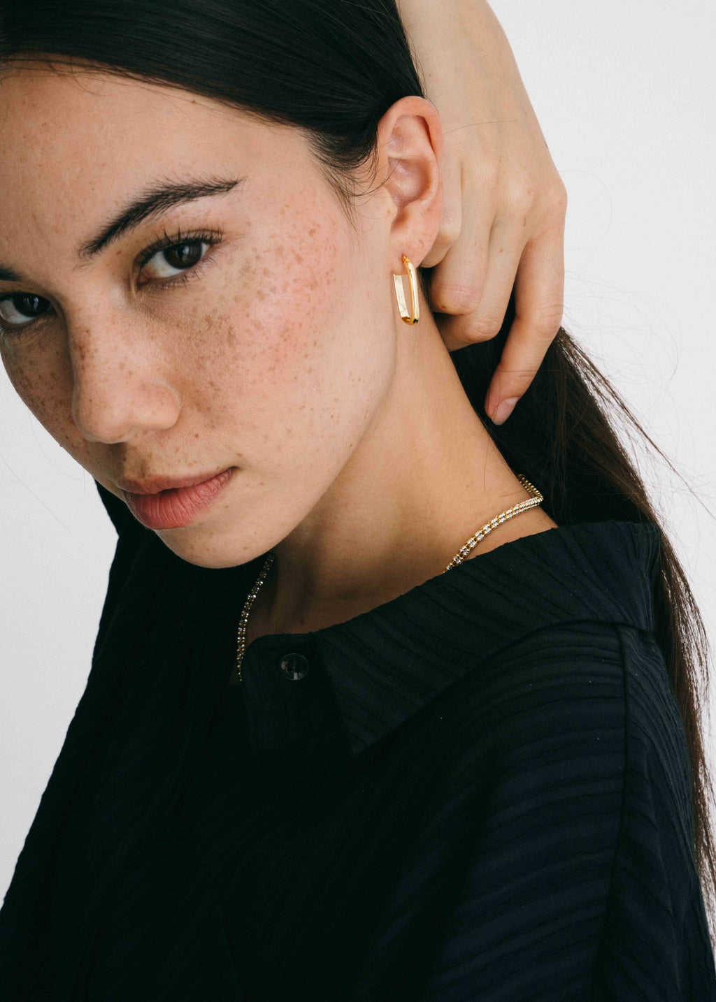 Rectangle Gold Hoop Earrings