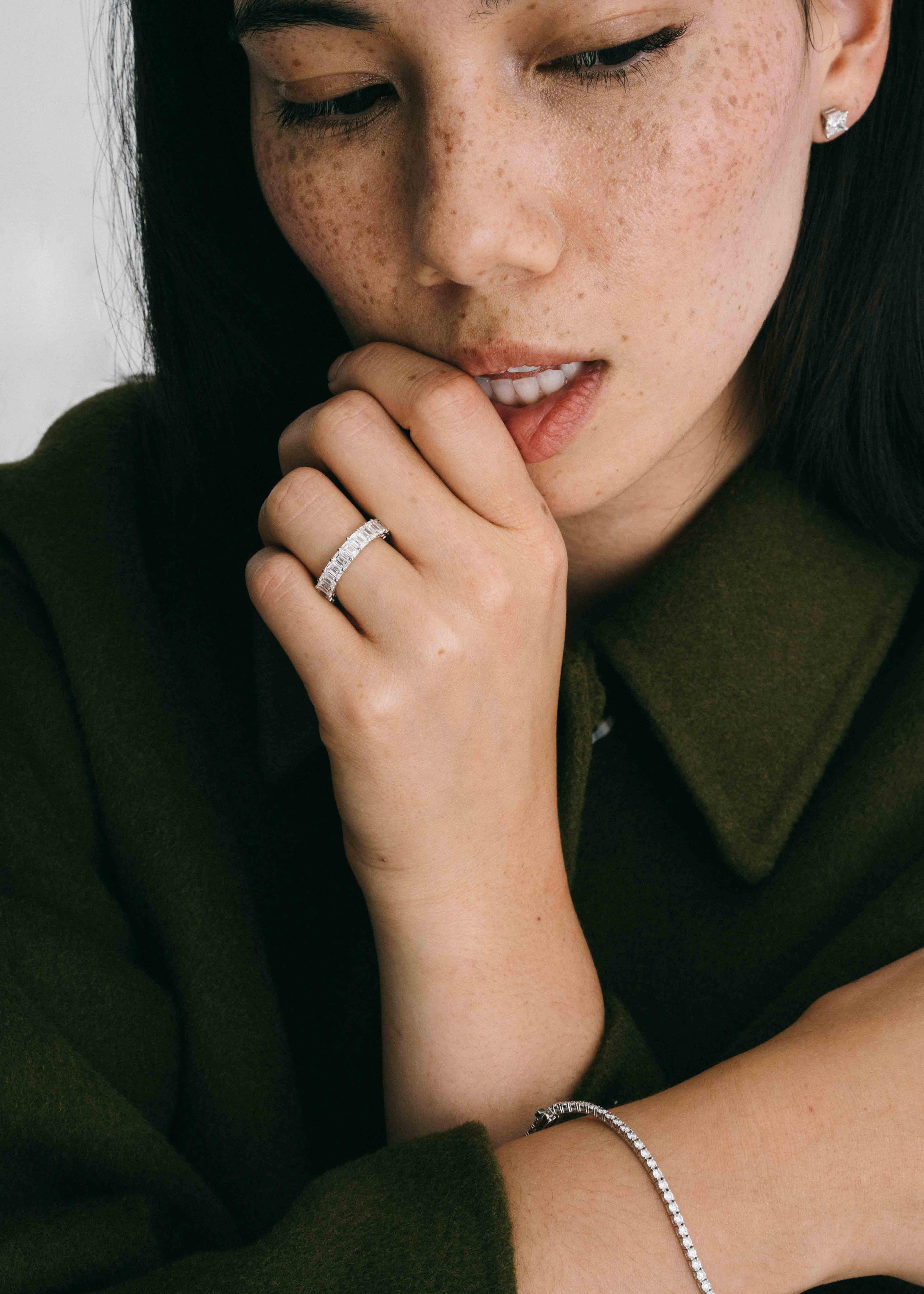 Lab Diamond Emerald Cut Eternity Band