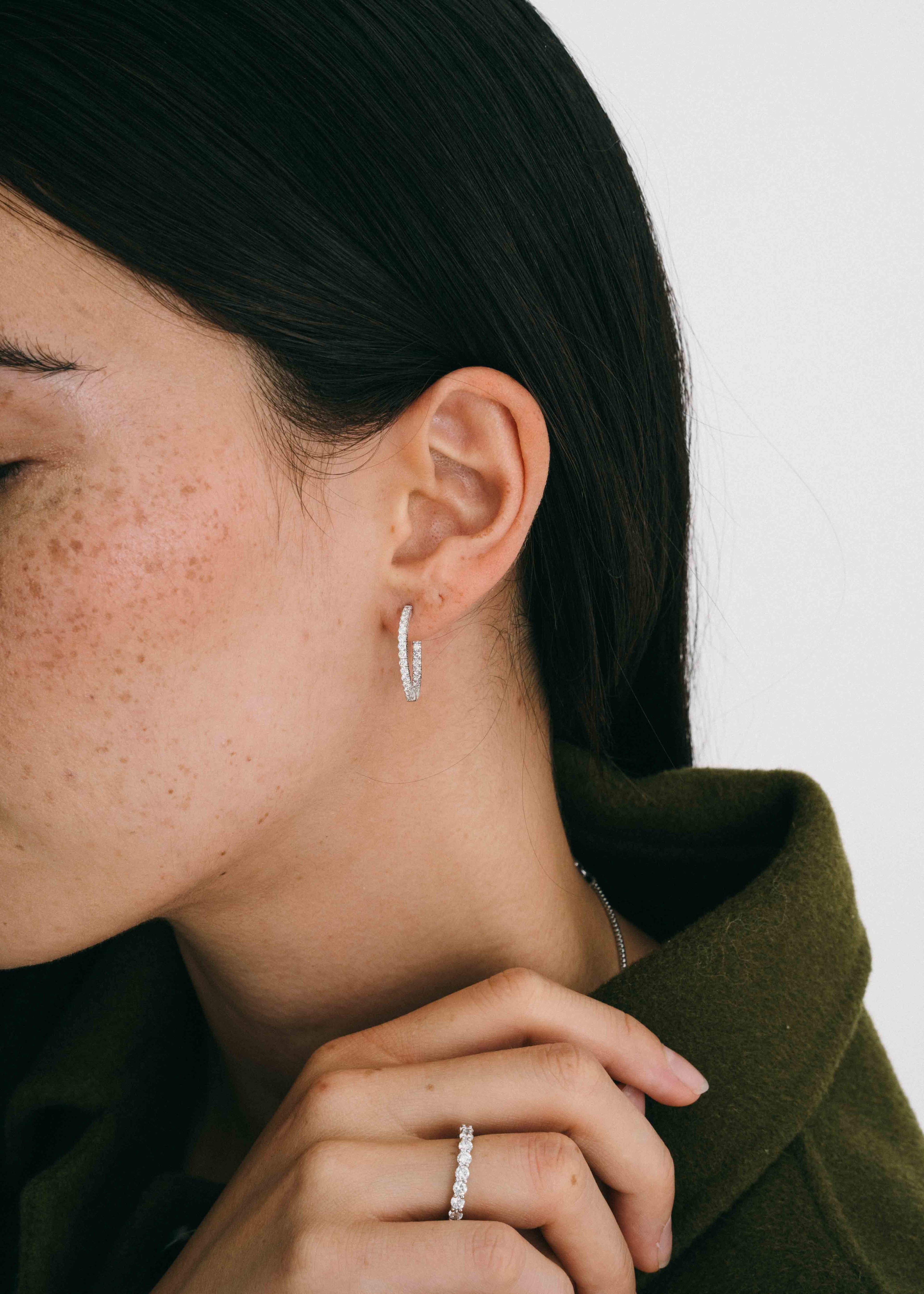 14k Lab Diamond Hoop Earrings