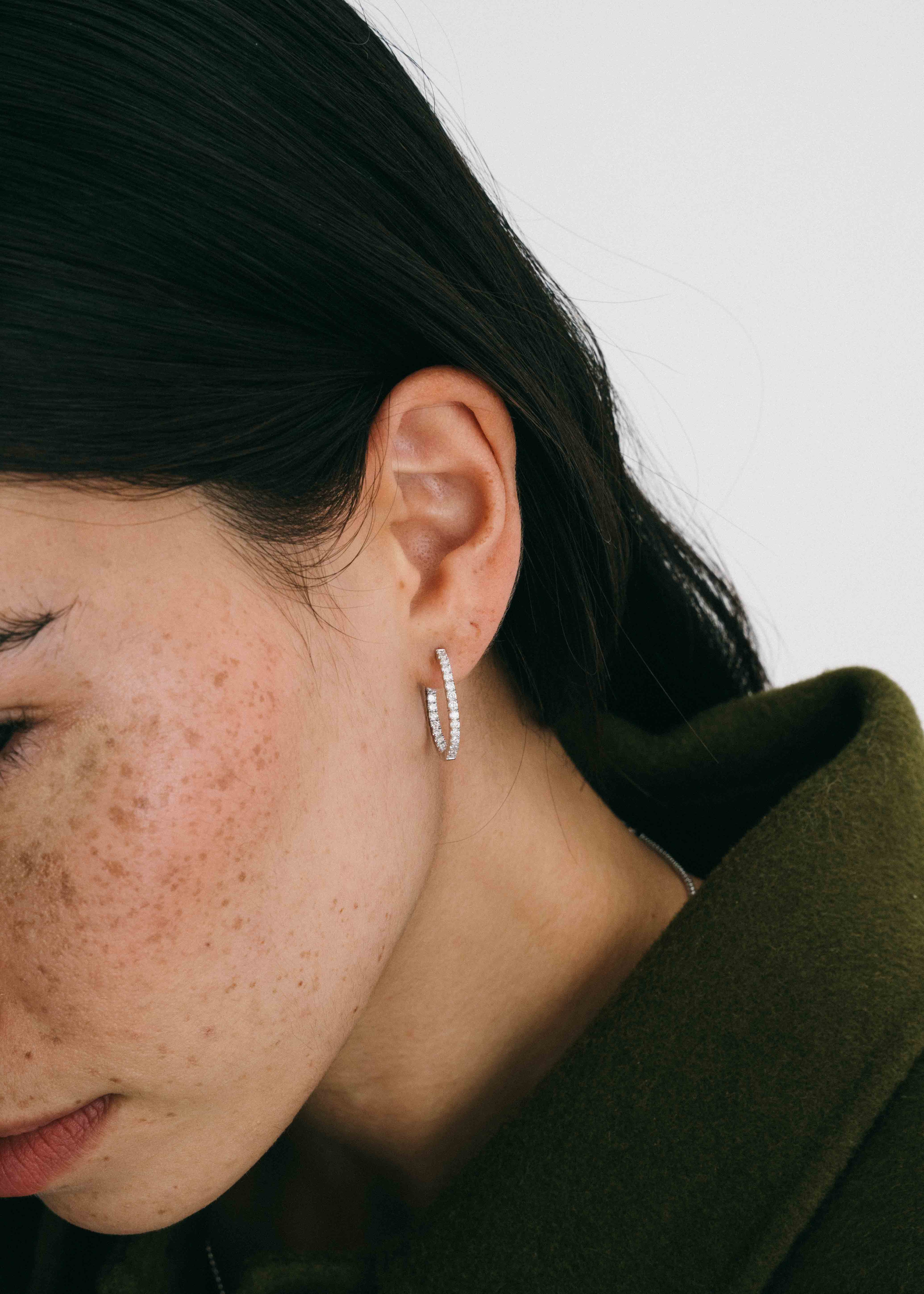 14k Lab Diamond Hoop Earrings